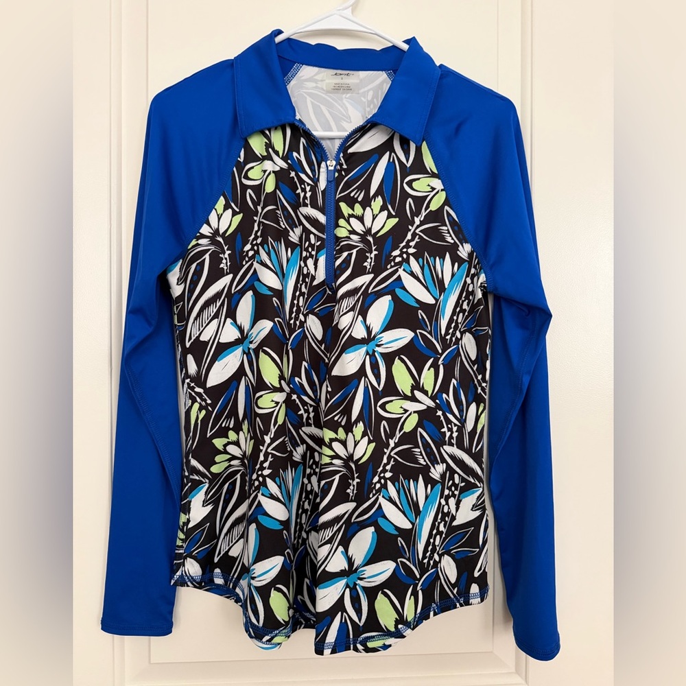 Jofit Blue and Black Zip-Up Top
